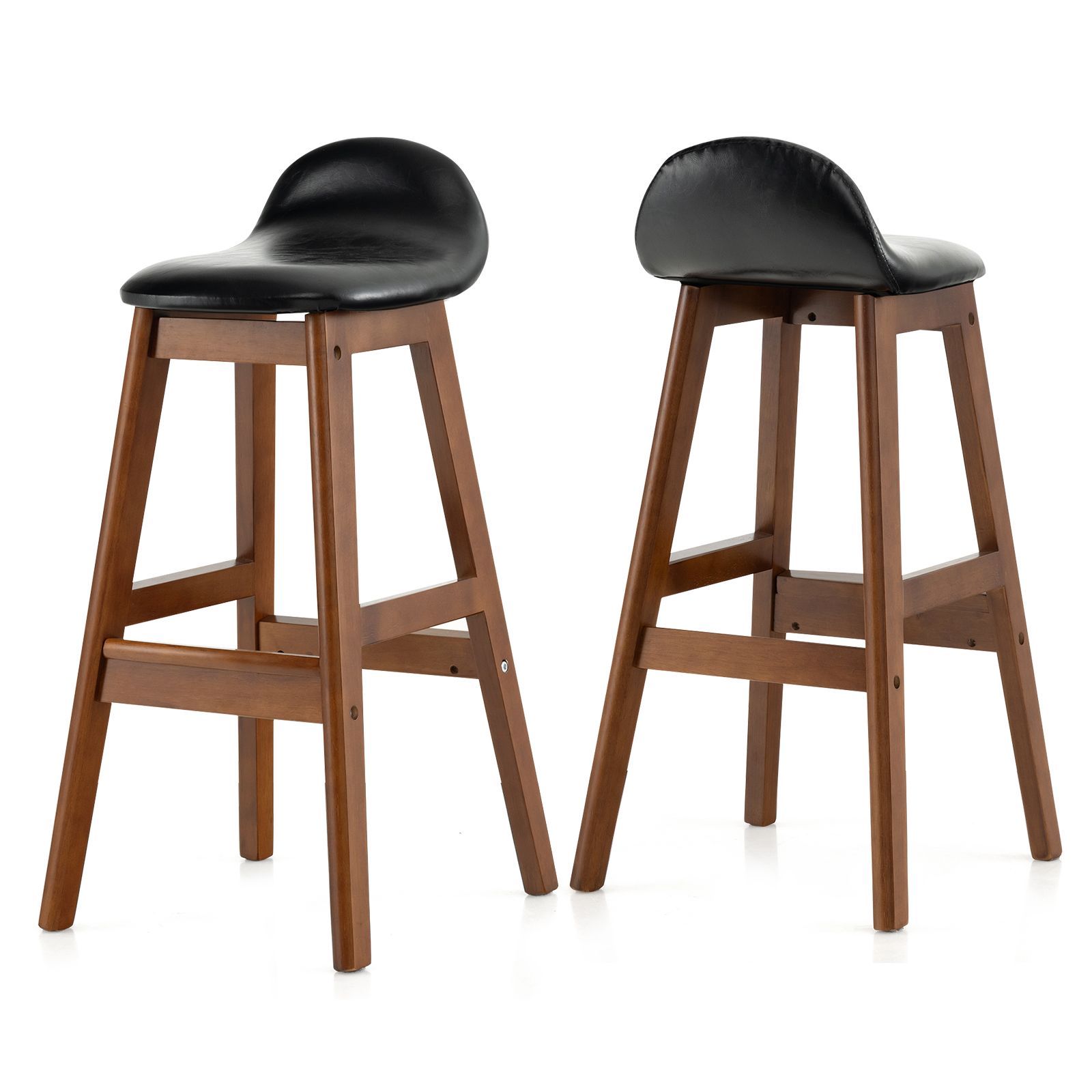 Bar Stool Set of 2 with Padded Seat and Back Cushion